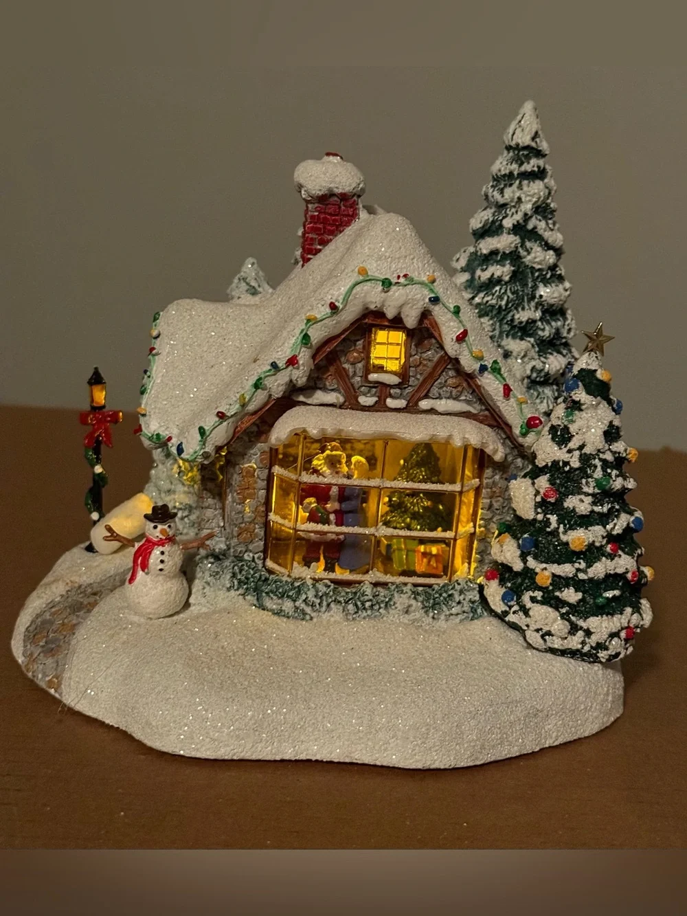 Thomas Kinkade Stillwater Cottage Christmas Village House Teleflora Light Up Vtg